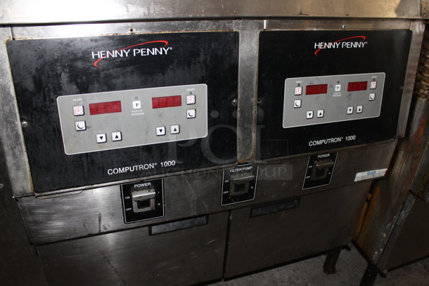 Henny Penny OFG 322 Stainless Steel Commercial Floor Style Propane Gas Powered 2 Bay Deep Fat Fryer w/ 4 Metal Fry Baskets. 170,000 BTU. - Image 3 of 8