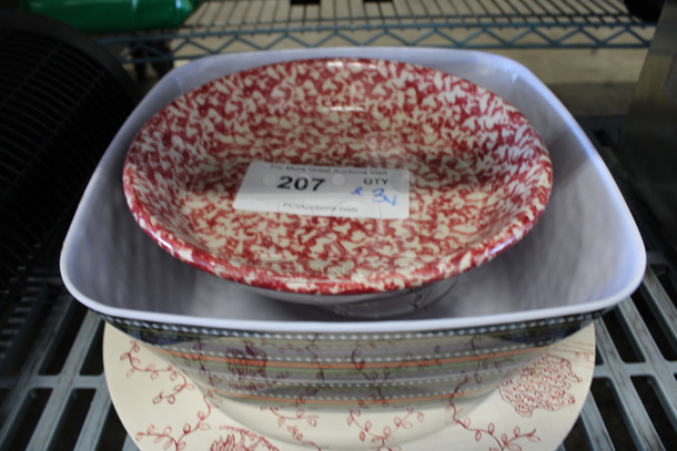 ALL ONE MONEY! Lot of 4 Various Items; Glass Container, Poly Plates and Poly Bowl. Includes 9.5x9.5x2 - Image 2 of 4