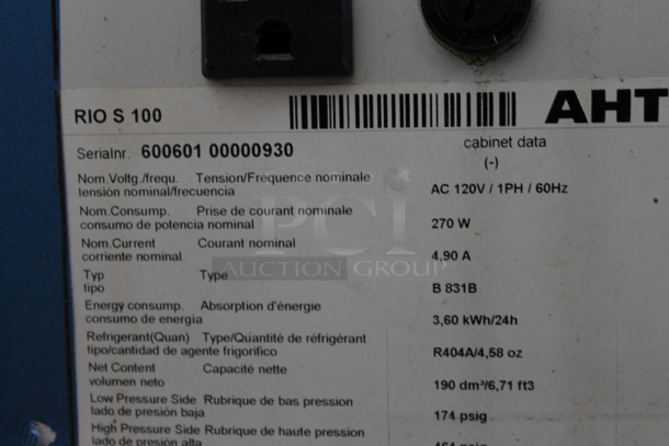 AHT RIO S 100 Metal Commercial Chest Freezer Merchandiser on Commercial Casters. 120 Volts, 1 Phase. Tested and Powers On But Does Not Get Cold - Image 7 of 12