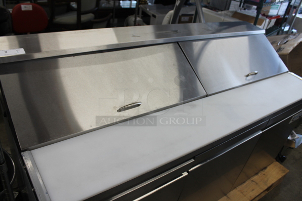 LIKE NEW! 2022 Avantco A Plus 447APST72 Stainless Steel Commercial Sandwich Salad Refrigerated Prep Table Bain Marie Mega Top. Comes w/ Commercial Casters. 115 Volts, 1 Phase. Unit Has Only Been Used a Few Times! Tested and Working! - Image 3 of 12