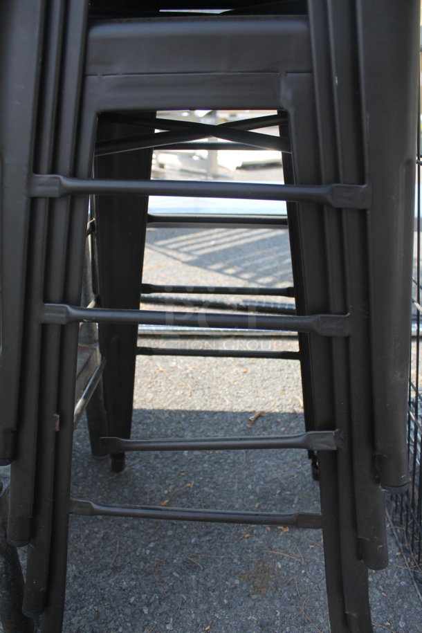 4 Black Metal Tolix Style Bar Stools. 4 Times Your Bid! - Image 3 of 3