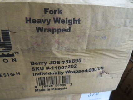 One Case Of 500 Heavy Weight Individually Wrapped Forks.