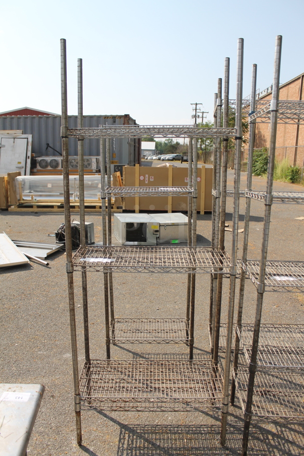 Chrome Finish 3 Tier Wire Shelving Unit. BUYER MUST DISMANTLE. PCI CANNOT DISMANTLE FOR SHIPPING. PLEASE CONSIDER FREIGHT CHARGES. - Image 1 of 3