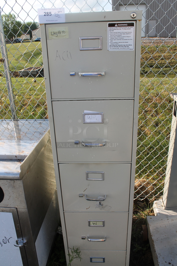 Tan Metal 4 Drawer Filing Cabinet. - Image 1 of 2