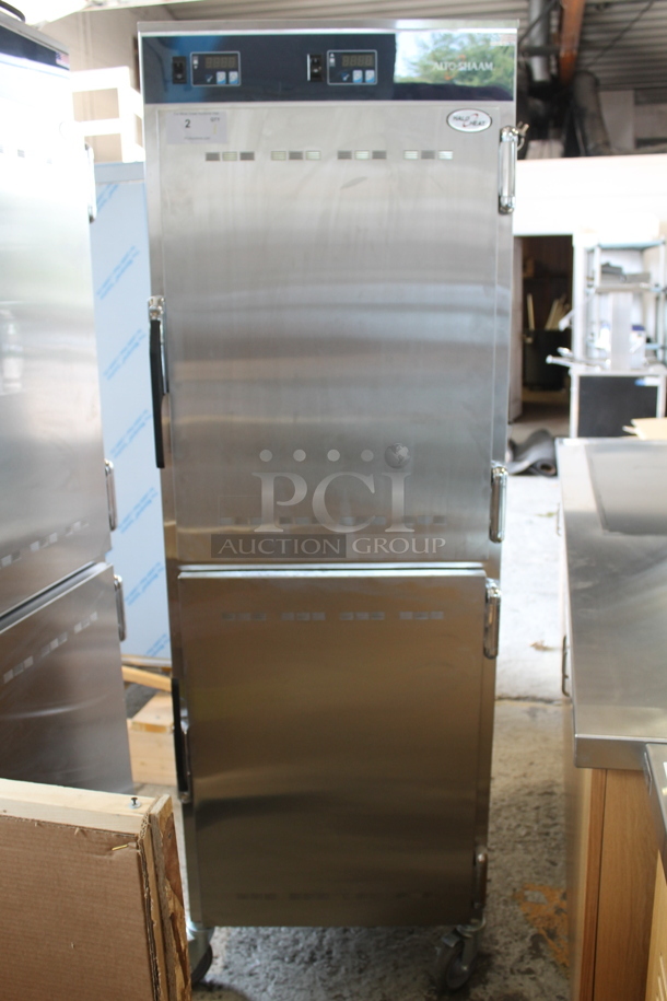 BRAND NEW! 2022 Alto Shaam 1200-UPS Commercial Stainless Steel Electric Double Deck Heating Holding Cabinet With Pan Racks on Commercial Casters. 120 V, 1 Phase. Tested and Working!   - Image 9 of 9