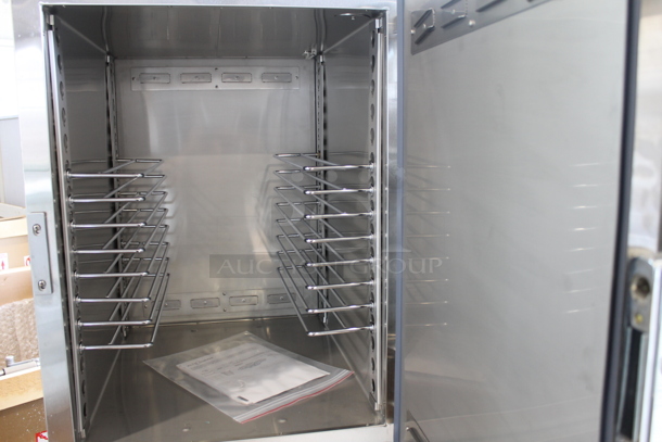 BRAND NEW! 2022 Alto Shaam 1200-UPS Commercial Stainless Steel Electric Double Deck Heating Holding Cabinet With Pan Racks on Commercial Casters. 120 V, 1 Phase. Tested and Working!   - Image 3 of 9