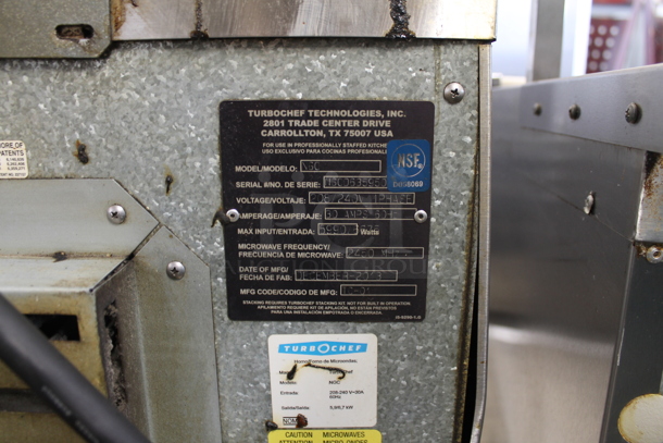 2 2013/2014 Turbochef NGC Stainless Steel Commercial Electric Powered Rapid Cook Ovens on Stainless Steel Equipment Stand w/ Commercial Casters. 208/240 Volts, 1 Phase. 2 Times Your Bid!  - Image 9 of 10