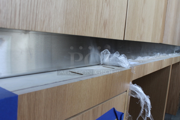 BRAND NEW! Steel City Commercial Two Door Cabinet With Wood Style Finish, White Shelving And Electrical Knockout Box. - Image 4 of 4