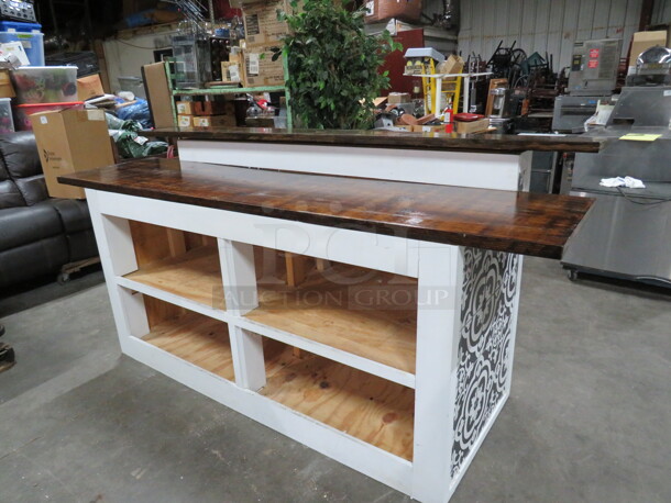 One Wooden Bar With 4 Under Shelves. 96X36X46 - Image 3 of 4