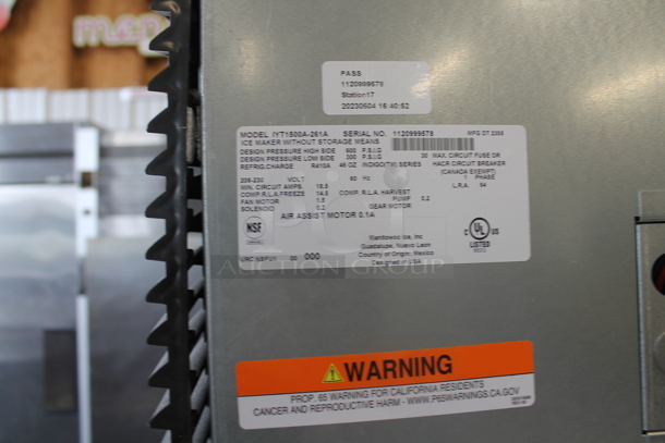 BRAND NEW SCRATCH AND DENT! 2023 Manitowoc IYT1500A-261A Stainless Steel Commercial Ice Head on Commercial Ice Bin. 208-230 Volts, 1 Phase.  - Image 10 of 12