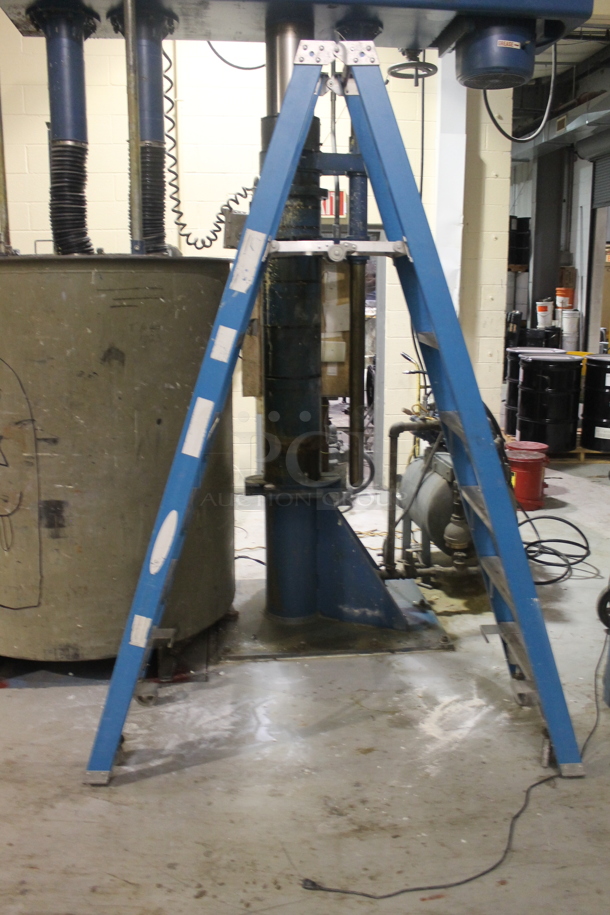 Blue A Frame Ladder on Casters. - Image 1 of 5