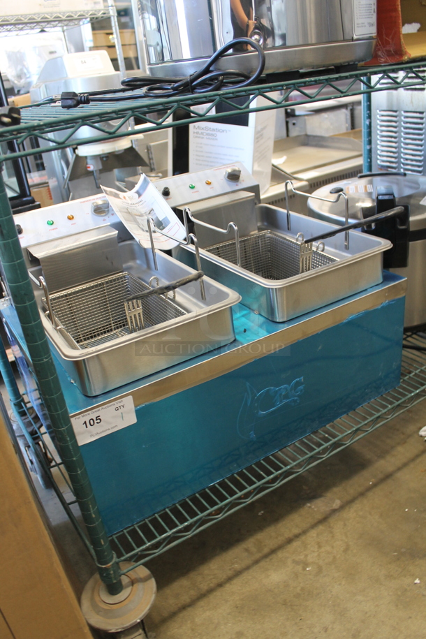 BRAND NEW SCRATCH AND DENT! Cooking Performance Group CPG DF-18-2 Stainless Steel Commercial Countertop Electric Powered 2 Bay Fryer w/ 2 Metal Fry Baskets. 208/240 Volts, 1 Phase. - Image 3 of 10