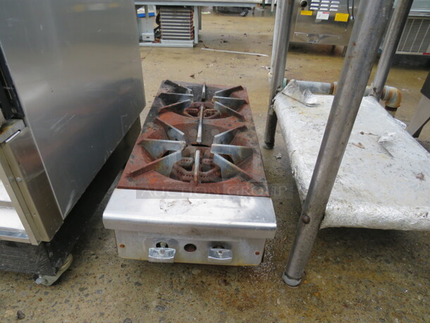 One Table Top 2 Burner Natural Gas Range. 12X27X10 - Image 1 of 1