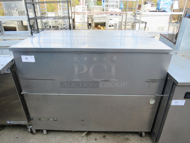 One Stainless Steel Beverage Air Milk Cooler With Top And Side Access On Casters. Model# SM49H. 115 Volt. 49X30.5X40. $4163.51 - Image 1 of 1