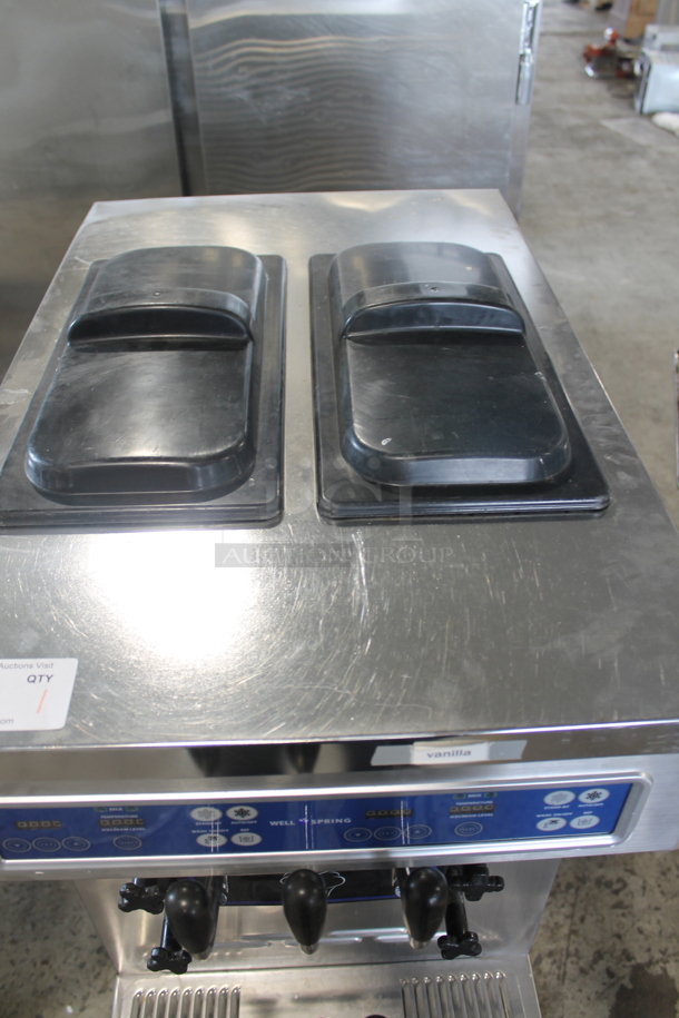 SSI-203S Stainless Steel Commercial Air Cooled Floor Style 2 Flavor w/ Twist Soft Serve Ice Cream Machine on Commercial Casters. 220 Volts, 1 Phase. - Image 2 of 11