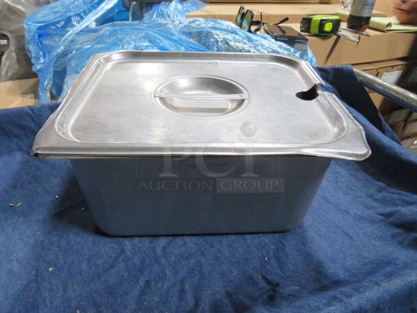 One Half Size 6 Inch Deep Hotel Pan With Lid.