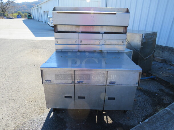 One Pitco Natural Gas Triple Deep Fryer On Casters. Model# SG14. 47X34.5X61 - Image 1 of 3