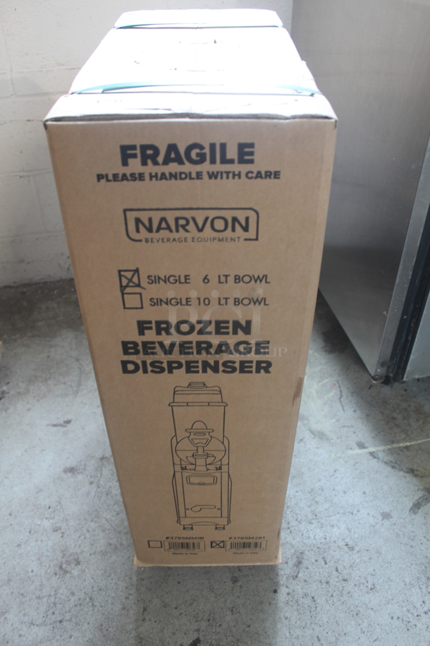 BRAND NEW IN BOX! Narvon Aurora 1 Metal Commercial Countertop Single Hopper Slushie Machine. Hopper Has 1.6 Gallon Capacity. 120V, 1 Phase. Tested And Working!  - Image 2 of 3