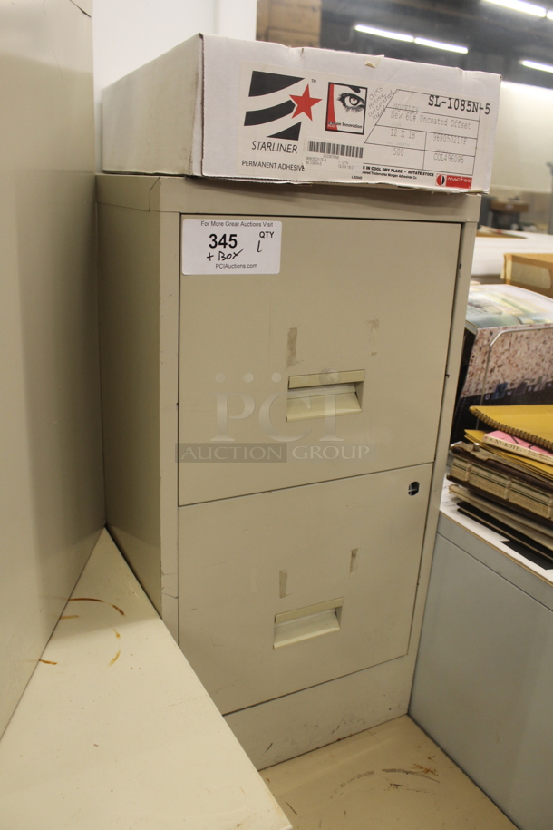 Tan Metal 2 Drawer Filing Cabinet. BUYER MUST REMOVE. - Image 2 of 5