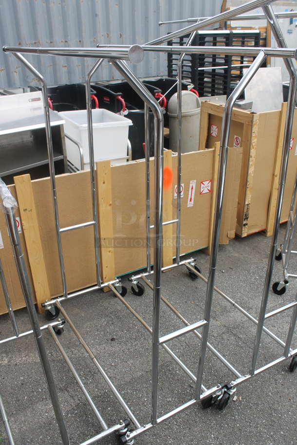 3 Chrome Finish Metal Clothing Racks on Commercial Casters. 50.5x22.5x62.5, 39x22x50. 3 Times Your Bid! - Image 3 of 6