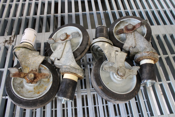 ALL ONE MONEY! Lot of 4 Metal Commercial Casters