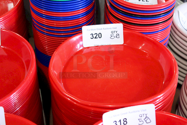 HUGE STACK! 11" Red Round Plastic Serving Platters. 
11x1-1/2
50x Your Bid - Image 3 of 3