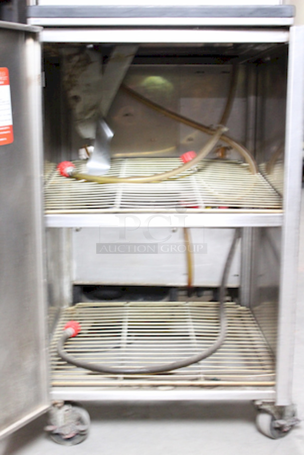 NICE! Lancer FBD500 Frozen Beverage Dispenser, 2 Flavors, On Cabinet With Commercial Casters, 208-230v/60Hz. 
20-1/4x30-1/2x67. Removed From Burger King In Working Order.  - Image 11 of 11
