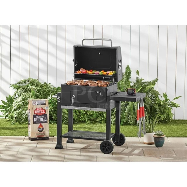 JUST IN TIME FOR SPRING!! Expert Grill Heavy Duty 24-inch Charcoal Grill, Black, Unassembled.  44.88 x 26.38 x 42.32 Inches - Image 3 of 6