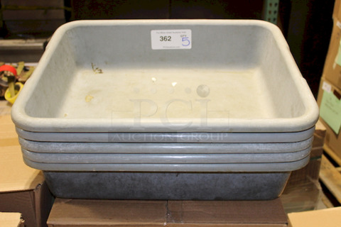 Rubbermaid FG334900GRAY 20" x 15" x 5" Gray High-Density Polyethylene Bus Tub. 5x your bid.