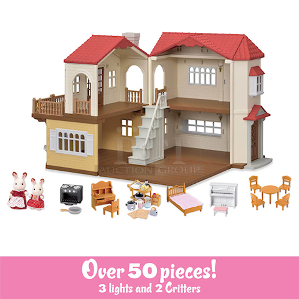 2-4-1!! Calico Critters Red Roof Country Home, Dollhouse Playset with Figures, Furniture and Accessories & Nuby Dribble BANDANA BIB. - Image 3 of 5