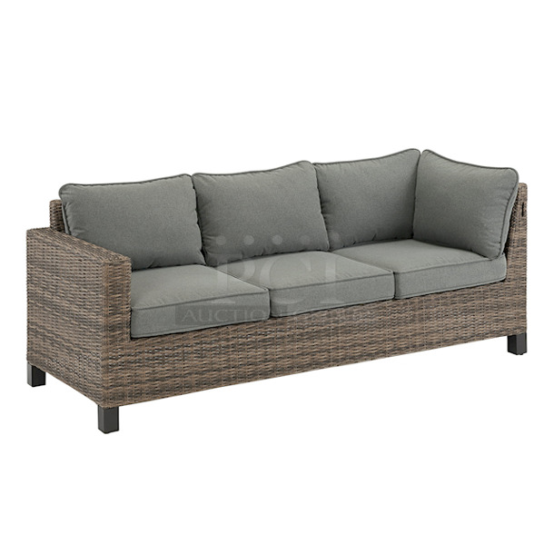 IN THE BOX! Better Homes & Gardens Brookbury 5-Piece Patio Wicker Sectional Set. Includes: (2) cushioned sofas, (2) cushioned ottomans, and (1) conversation/dining table  - Image 8 of 12