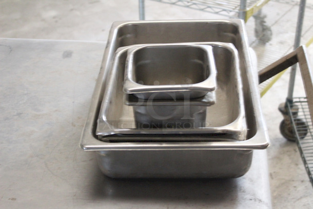 AMAZEBALLS! Set of 5 Stainless Steel Hotel Pans, (1) Full Size (2) 1/2 Pans (2) 1/6 Pans, 5x Your Bid - Image 3 of 3