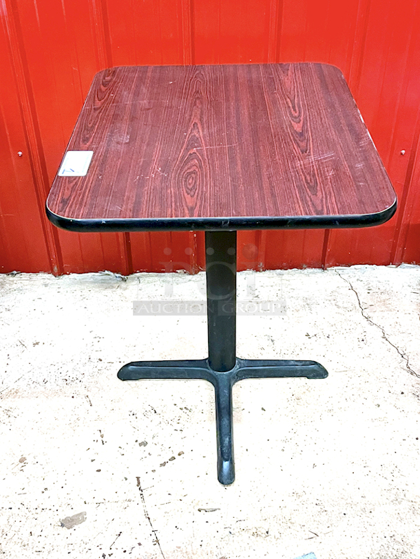BEAUTIFUL! Lancaster Table & Seating 24" x 30" Reversible Cherry / Black Laminated Standard Height Table Top and Base Kit with 22" Plate - Image 4 of 5
