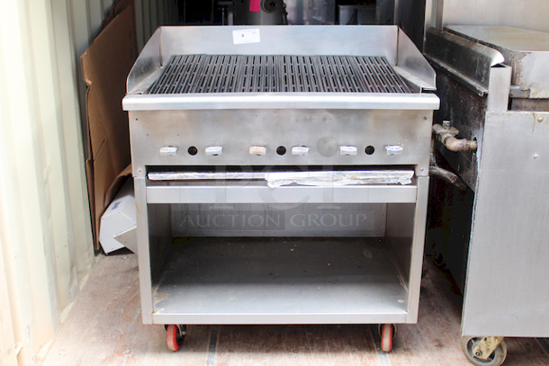 NEW! Montague Legend UF-36R Heavy-Duty Gas Underfired Broiler – Radiant Style Range With Cabinet Base On Commercial Casters - Image 1 of 8