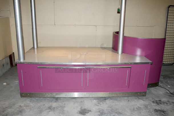 AWESOME!! Kiosk With Point of Sales Station, Locking Drawers, Track Lighting. On Commercial Casters. 115x60x105. 115v - Image 2 of 10