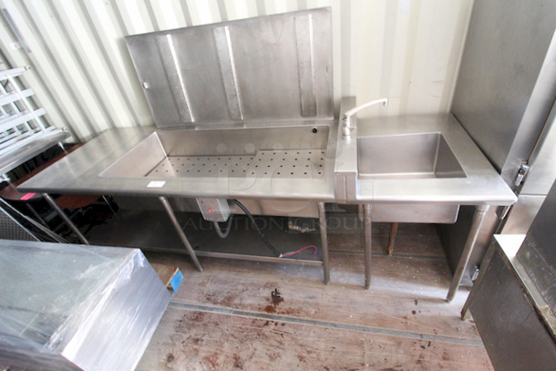 COMBINATION! Work Table / Baine Marie With Attached Sink. Includes Stainless Steel Cover Allows Use As Table Or Hot Well, Natural Gas.  117x39x42 - Image 4 of 4