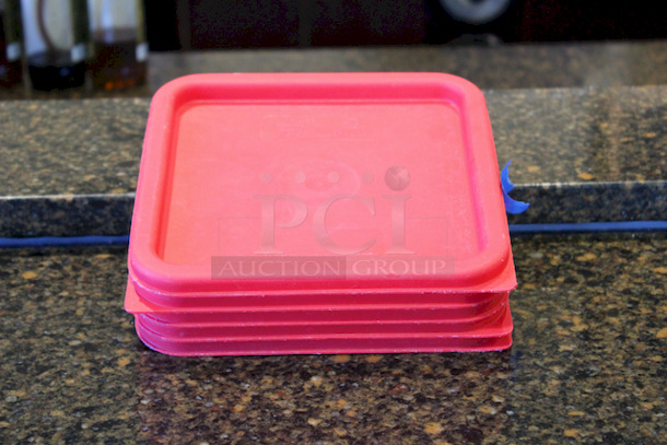 Set Of (5) Cambro SFC6451 Winter Rose Square Polyethylene Lid for 6 Qt. and 8 Qt. Food Storage Containers. 5x Your Bid. 