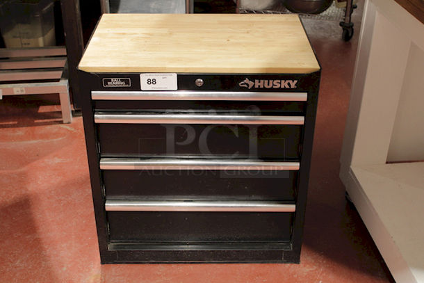 Husky 4 Drawer Tool Chest With Wood Work Top, On Casters - Image 2 of 3
