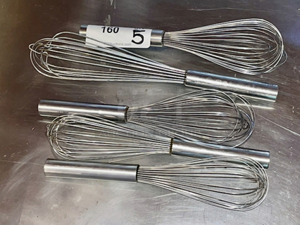 5 Stainless Steel Wire Whisks. 5x Your Bid
