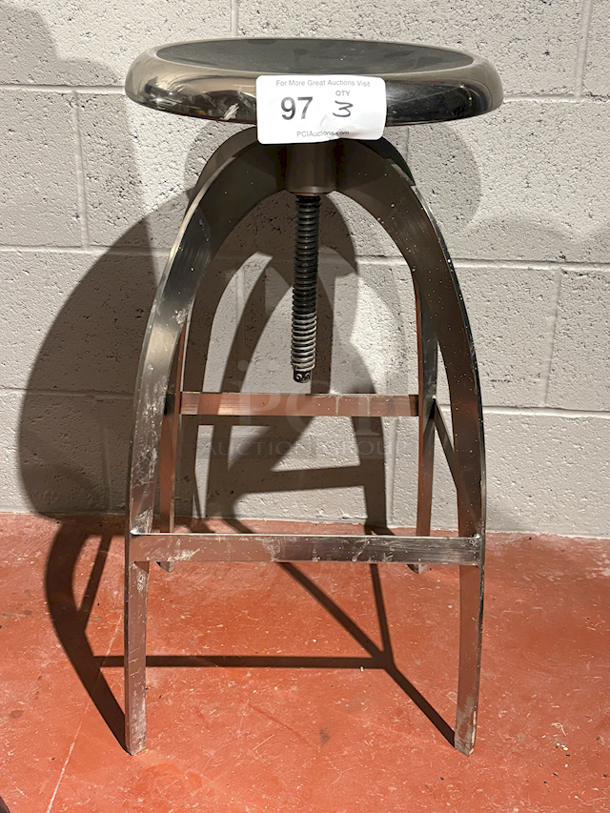 Colby Adjustable Bar Stool, Black Seat & Nickel Finish. 3x Your Bid - Image 3 of 4