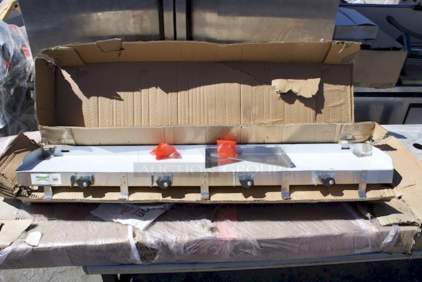 BRAND NEW SCRATCH & DENT! Regency 48" Stainless Steel Utility Shelf with 4 Mop / Broom Holders and 5 Rag Hooks - Image 6 of 7