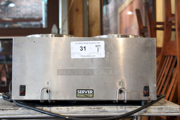 NICE! Server 80360 Base Only for Twin FS-4, (2) Separate Thermostatically Controlled Wells, Accepts (2) 6-1/2" Insets, Stainless Steel Construction, 120v, 1000w 
17x8-1/2x8 - Image 2 of 7
