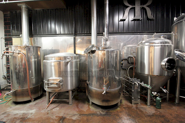 READY TO BREW! Complete Stout Tanks & Kettles Direct Fire 7BBL Brewhouse With 2 Piece Space Saving Brew Deck. Includes: Hot Liquor Tank, Mash Tun, Wort Chiller, Whirlpool, Fermenter, 2-Piece Brewdeck and 2 Brite Tanks - Image 3 of 12