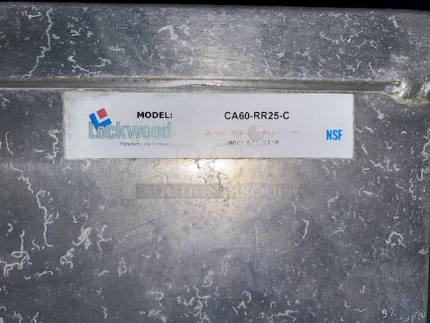 PERFECT! Lockwood CA60-RR25-C Mobile 60" Retarder/Bread Cabinet. On Commercial Casters. 

Mobile 60" Retarder Cabinet: Stores and protects your dough on half size pans
Construction:  High tensile aluminum
Dimensions:  60"H x 18-1/2"W x 21-1/2"D
Center spacing:  2"
Pan supports:  25 pair of 1-1/2" wide removable pan supports
Pan capacity:  25 (1/2 size sheet pans 13" x 18")
Casters:  5" swivel plate
Actual Weight:  72 lbs.
 - Image 3 of 4