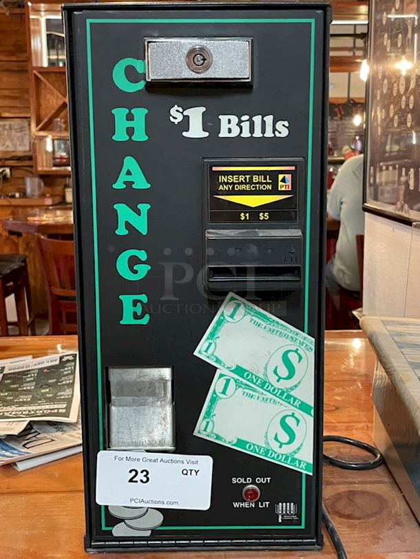 American Changer AC400 Bill Changer - Front Loading Single Hopper Stackerless validator, Accepts: $1 & $5 Bills, Hopper capacity: 500 quarters