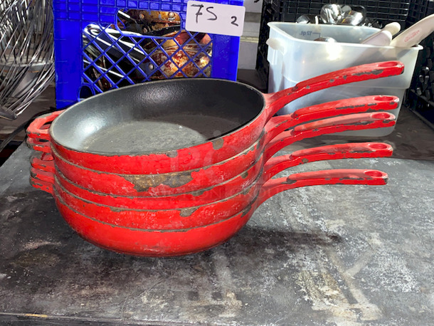 AMAZING! Set of 5 Lodge Cast Iron Skillets, Non-Stick with Enamel Coating, 10”.  

5x Your Bid - Image 4 of 5