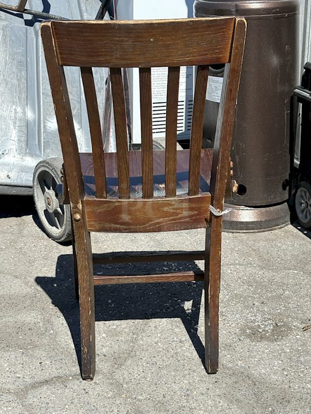SOLID WOOD! Dining Chairs - Vertical Slat School House Style. 8x Your Bid - Image 5 of 7