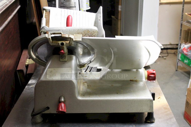 Berkel 827A 12" Manual Gravity Feed Meat Slicer - 1/2 hp, 4 Amps/60 Hz/1 Ph/115 V/460 W, 
24 Inches x 21 1/2 Inches x 21 1/4 Inches - Image 3 of 5