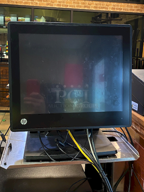 COMPLETE! Hewlett Packard Point of Sale System in Perfect Working Order. Includes: Monitor, Keyboard, Printer, Cashbox With Key, Speakers, Card Processor and All Wires Included.  - Image 3 of 9