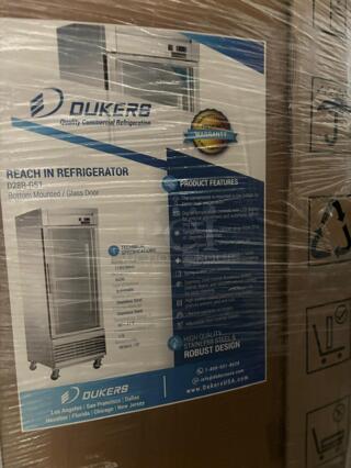 Dukers Appliance Co D28AG 28" One Section Reach-In Refrigerator w/ FULL GLASS DOOR, Top Mount, Stainless Steel, 18 cu. ft.
